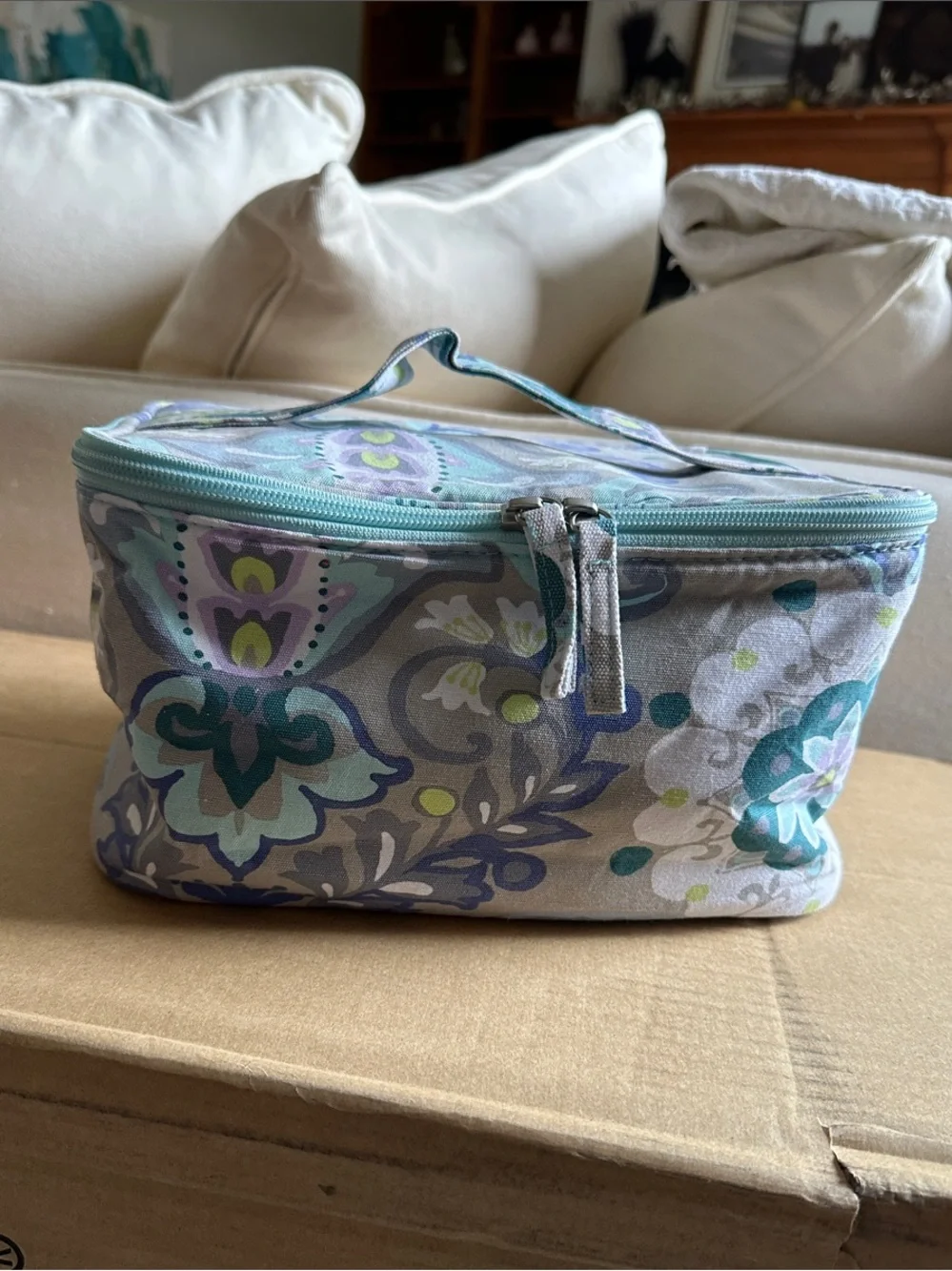 PB Teen Pottery Barn Paisley Floral Train Case Makeup Bag Travel Cosmetic